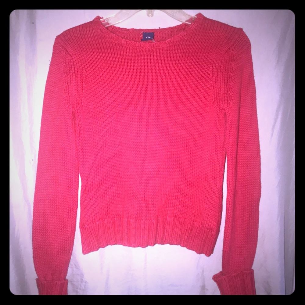 Gap red crew neck sweater with button detail arms